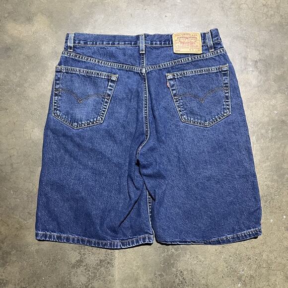 Vintage 90s Levi's 550 Dark Blue Jean Denim Jorts 34x10 - Picture 2 of 4